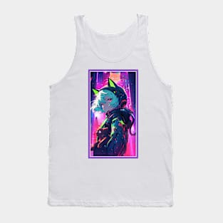 Anime Sci-Fi Cat Girl | Quality Anime Girl Artwork | Manga Girl Anime Art Tank Top